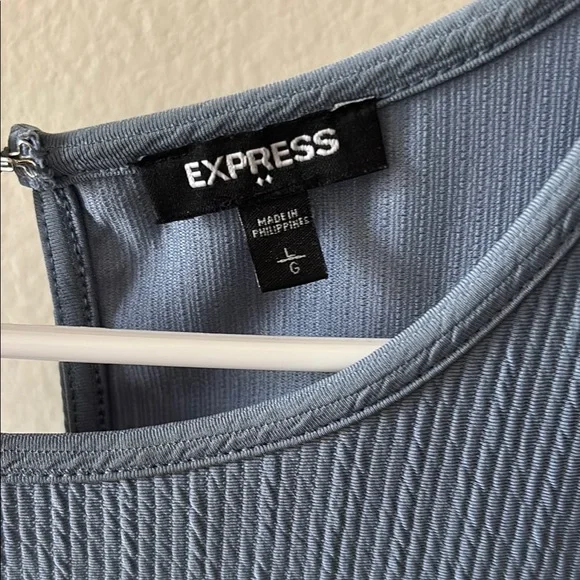 Express Blue Ribbed Blouse - Picture 2 of 4